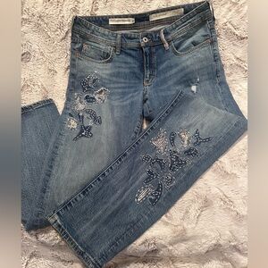 Pilcro Embroidered Slim Boyfriend Jean
